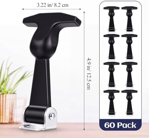 Mudder 60 Pcs Rubber Latches T-Handle Steel Brackets for Hood Cabinet | Elastic Rubber Strap, Stainless Steel Brackets, Flexible Hasp for Vehicle Engine Hood, Tool Box, Cabinet Secure