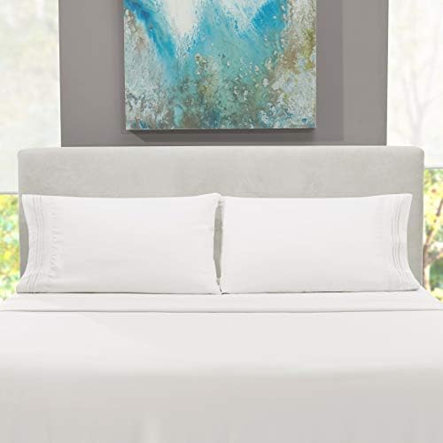 Hearth & Harbor Full XL Size Sheets - 4 Piece Bed Sheet Set, Hotel Luxury Double Brushed Bed Sheets - Extra Soft Bedding Sheets & Pillowcases, Full XL, White