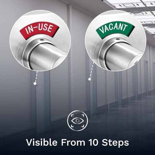 VIZILOK ADA Compliant, Single Egress Indicator Privacy Lock C5FA-R Durable ANSI Grade 2 Comp Commercial Right Handed Non Reversible in-Use or Vacant Push Button Lever - Oil Rubbed Bronze
