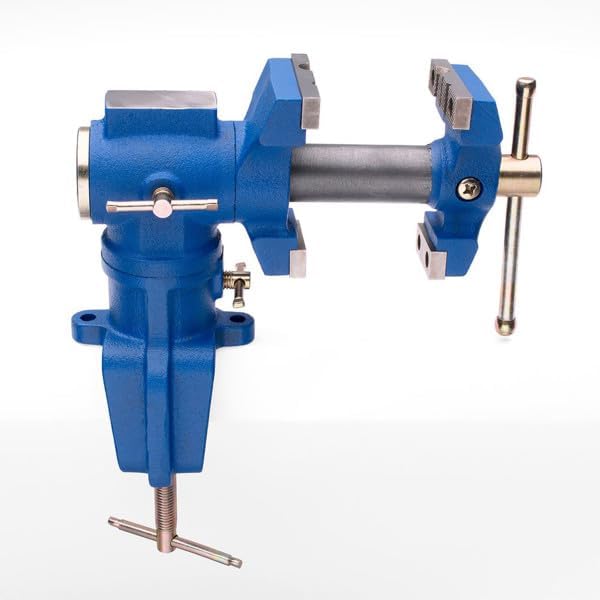 Universal Bench Vise Grip - Multi-Position Modular Cast Iron Woodworking and Metal Working Table Vise with 2 Rotating Jaws and Anvil - Portable Grip with 2-1/4" Max Jaw Opening by Kings County Tools