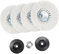 8" Soft Airway Buffing Wheel White Flannel and 4 Inch Airway Flange Kit / 5/8'' Arbor Hole/Finish Polish Step for Angle Grinder - 5 PCS