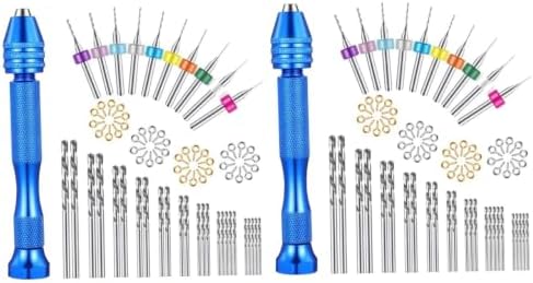 HOMSFOU 152pcs Mini Precision Pin Vise Hand Drill Set for Woodworking and Projects Includes Bits Chuck for Jewelry Making and Model Crafting