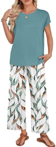WIHOLL Two Piece Sets for Women Summer Spring Outfits Lounge Sets Beach Vacation Clothes Airport Travel Matching Clothing