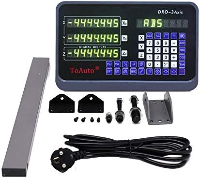 TOAUTO Digital Readout 2 Axis 3 Axis DRO Display Linear Scale 100~1000mm Precision 5um for Bridgeport/Knee Milling Lathe EDM Mill Machine (DRO-3Axis)