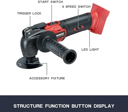 IRONFIST Cordless Oscillating Tools Compatible with MILWAUKEE M18, 6 Speed 8000-20500RPM, Brushless Motor Cordless Multi-Tool for Scraping, Sanding,Cutting Wood (BATTERY NOT INCLUDE)