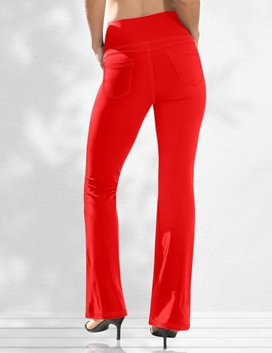 VOOVEEYA Women's Bootcut Leggings - Bootleg Yoga Pants Flare with 4 Pockets