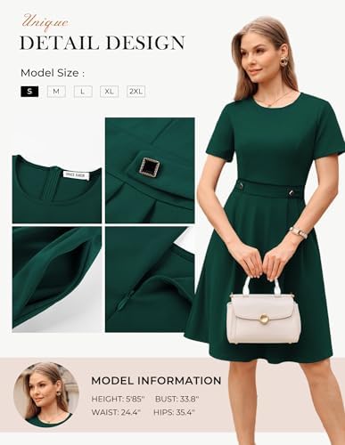 GRACE KARIN Women's 2026 Short Sleeve Church Work Midi Dresses with Pockets