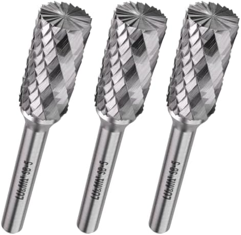 LU&MN SB-5 Tungsten Carbide Burr, 1/2" Head 1/4" Shank, 3 Pcs