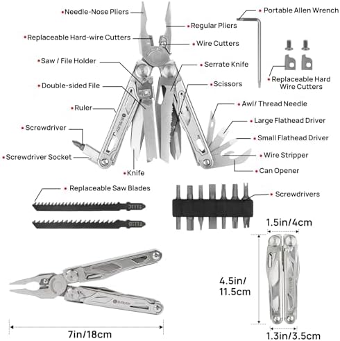 BIBURY 31-in-1 Multitool Pliers Pro,EDC Pocket Knife & Scissors-BI2045