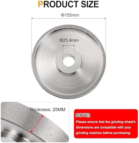 HARFINGTON Diamond Lapidary Wheel 6 Inch x 1 Inch Arbor Hole 150 Grit Grinding Wheels for Stone, Marble, Glass, Ceramics, Crystal, Carbide, Steel