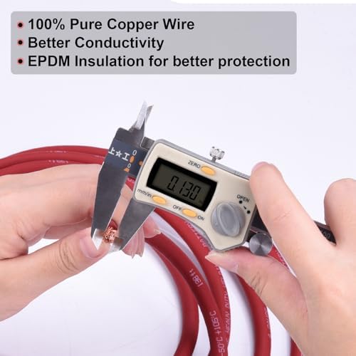 8 Gauge Battery Cable, 15FT Red + 15FT Black 8 AWG Pure Copper Wire Welding Cable, for Automotive, Battery, Solar and Generator, Standard USA OFC Wire