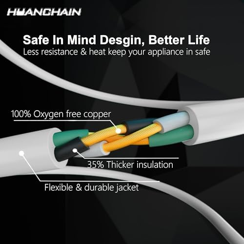 HUANCHAIN Indoor Outdoor White Extension Cord 20 FT Waterproof 16/3 Gauge