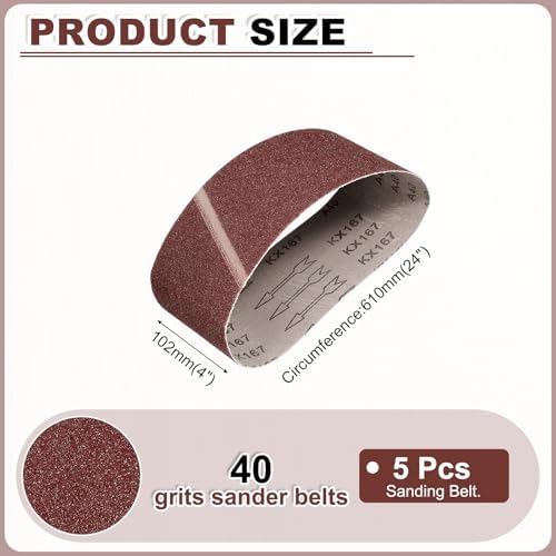 HARFINGTON 4 x 24 Inch Sanding Belts, 5 Pcs 40 Grits Aluminum Oxide