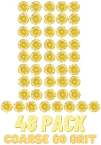Dedeco Sunburst Radial Bristle Discs 48-Pack - 3/4" Curved - Yellow 80 Grit (Coarse) - Aluminum Oxide for Polishing & Finishing
