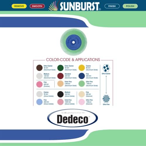 Dedeco Sunburst Radial Bristle Disc 1 Pack - 6 1/2" Curved - 1/2" Arbor - Light Green 14000 Grit (Ultra-Fine, 1 Micron) - Aluminum Oxide for Polishing & Finishing