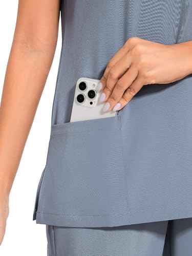 COZYFIT Scrubs for Women Set - Stretch V-Neck & Jogger Pant with 9 Pockets