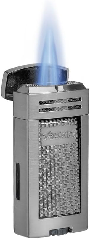 XIKAR® Ion Double-Jet Flame Cigar Lighter. with Textured Trigger Button and a Safety Mechanism. (Gunmetal)
