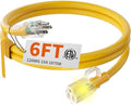 HUANCHAIN 6FT 12 Gauge Extension Cord Yellow, Outdoor Electric Cable
