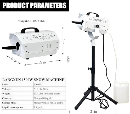 LANGXUN 1500W Snow Machine with Stand