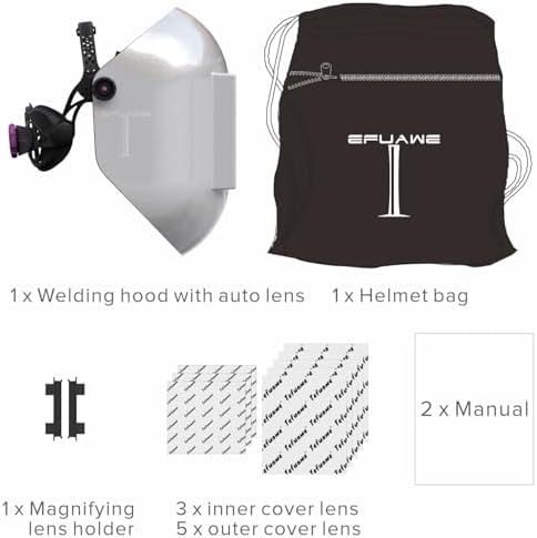 Tefuawe 4 1/2" x 5 1/4" Fibreglass Pipeliner Welding Hood, Gold True Color Auto Darkening Welding Lens, Extra Large Viewing Area 3.93" x 3.66", 5-9/9-13 Variable shades, Optical class 1/1/1/1