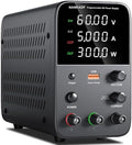 DC Power Supply Variable, Bench Power Supply with Encoder Adjustment Knob, Output Enable/Disable Button, Adjustable Power Supplies with USB Quick-Charge, Short Circuit Alam (60V 5A Black)