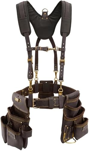 OX Carpenter Tool Belt + Suspenders - Leather Tool Pouch Rig - Size L