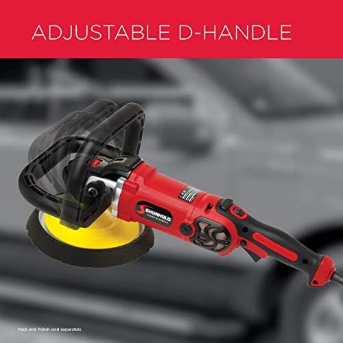 Shurhold 3400 Professional Grade Pro Rotary Car Boat Buffer Polisher with Carrying Bag, Adjustable D-Handle, Powerful Motor and 6 Variable Speed Control
