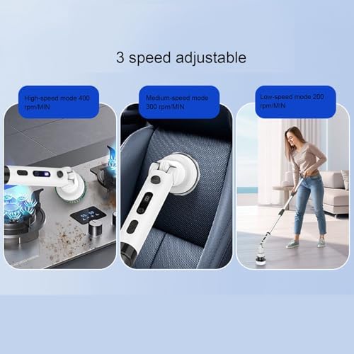 Electric Spin Scrubber, Bathroom Cleaner Brush, Cordless Shower Scrubber with Replaceable Brush Heads, Detachable Handle Power Cleaning Brush for Bathroom Floor Tile