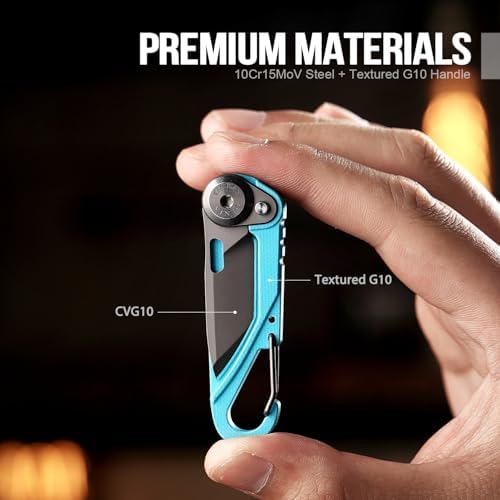 TACRAY Vinto 5-in-1 Keychain Multitool Mini Pocket Knife, 1.5" Blade, Blue