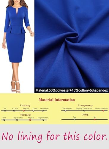 VFSHOW Womens Work Business Office Front Zipper Peplum Church Sheath Dress