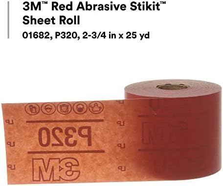 3M Red Abrasive Stikit Sheet Roll, 01687, P120, 2-3/4 in x 25 yd