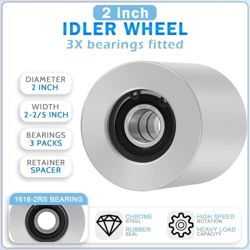2" x 72" Belt Grinder Wheel Set Complete Wheel Kit Aluminum Wheel Crowned for Knife Grinder 4" Drive 5/8" Bore 3" Track 2" Idler (4" 5/8-3" - 2")
