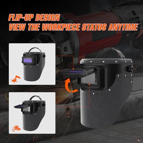 SHINE Leather Auto Darkening Welding Helmet, 1/1/1/2 True Color Flip-up Welding Mask,2x4 1/4 Variable Shade 4/9-13 Welding Hood