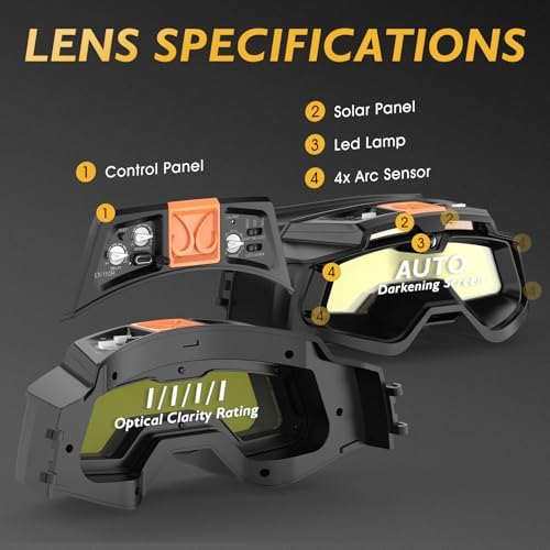 TOOLIOM Auto-Darkening Welding Goggles with LED Light