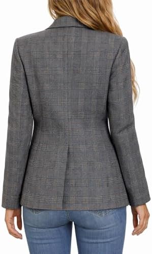 Mina Self 2026 Women's Fall Tweed Blazer Plaid Jacket Business Casual Coat