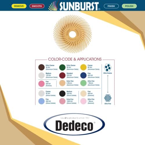 Dedeco Sunburst Radial Bristle Discs 12-Pack - 2" Curved - 3/8" Arbor - Peach 2500 Grit (Extra-Fine, 6 Micron) - Aluminum Oxide for Polishing & Finishing