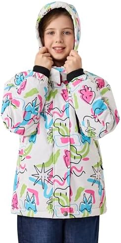 MoFiz Girl's Ski Jacket Fleece Snow Winter Coat Kids Warm Snowboard Jacket