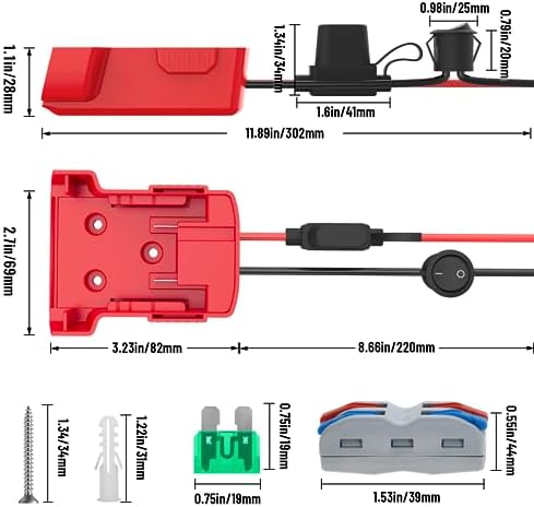 Azocek Power Wheel Adapter 3 Packs Compatible with Milwaukee 18V Battery