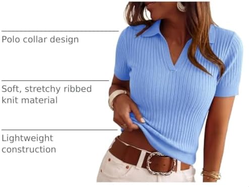 PRETTYGARDEN Women's Short Sleeve Sweater Polo Shirts