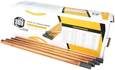 SÜA - DC Copper Coated Pointed Carbon Gouging Rod - 1/2" x 12" - (50 Rods)