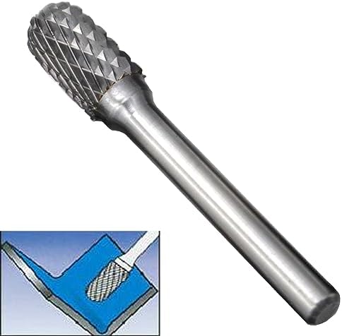 10Pcs/set 1/4 Dia. Rounded Cylinder Burrs Heavy Duty Solid Carbide Grinding Heads Chamfering Abrasion Industrial Deburring Rotary Tools for Curved Surfaces Slots Round-Bottom Holes