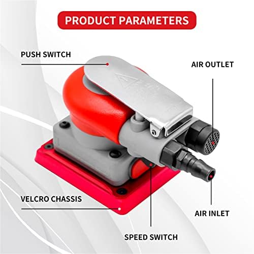 DATOUBOSS Random Orbit Sander Square Pneumatic Palm Air Sander for Car Waxing, Auto Body Work, Wood working Car Polisher