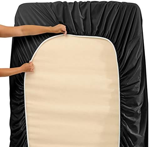 Hearth & Harbor Twin XL Size Sheets - 3 Piece Bed Sheet Set, Hotel Luxury Double Brushed Bed Sheets - Extra Soft Bedding Sheets & Pillowcases, Twin XL, Black