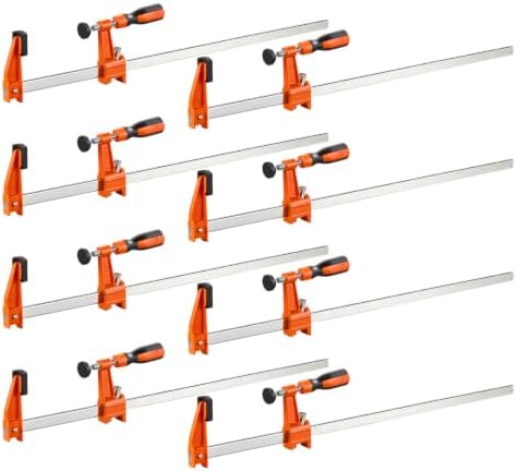VEVOR Bar Clamps for Woodworking, 8-Pack, 24" Opening F Clamps, 600 lbs Load Limit, with Plastic Pad and Self-Locking Design, Premium Cast Iron and Carbon Steel, for Wood Working and Metal Working