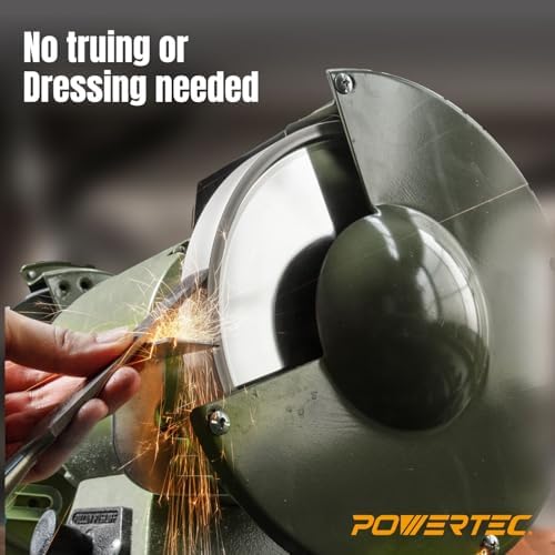 POWERTEC CBN Grinding Wheel 8 Inch 320 Grit, Bench Grinder Wheel for Sharpening HSS Tools, Lathe Tools & Chisel Set, 8" x 1" Wide, 5/8" Arbor Bench Grinder Wheels for Bench Grinder, 1 PK (15701)