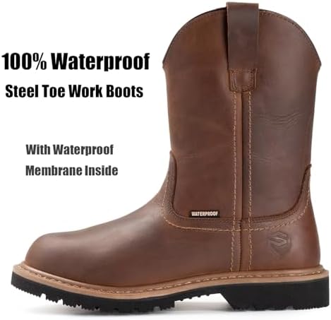 SUREWAY 10in Mens Soft/Steel Toe Waterproof Wellington Work Boot