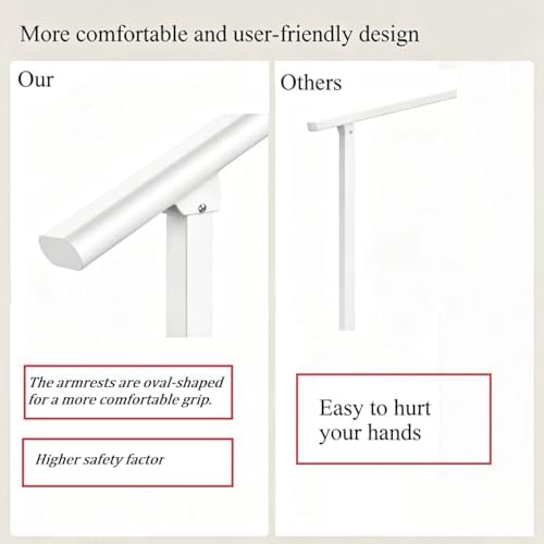 Hand Rails for Outdoor Steps，Stair Handrail & Indoor Stair Railing Kit，Railings for Outdoor Steps for Fence & Outdoor Steps (2, White-Straight, 3 Step)