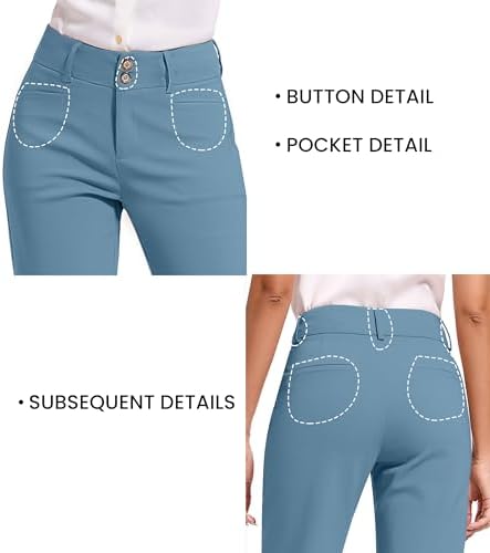 KICZOY Women Dress Pants Stretch Business Straight Leg with Pockets Wear to Work Casual 2026 Suitpants