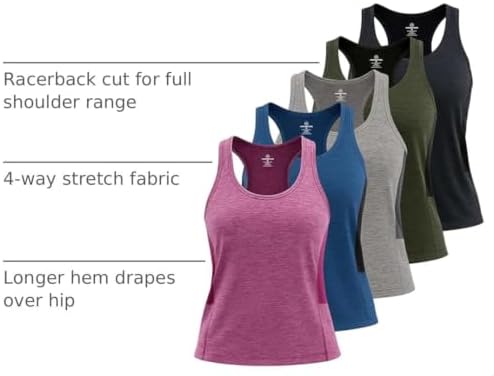 5 Pack Women's Dry Fit Tank Tops Sleeveless Athletic Workout Gym Yoga