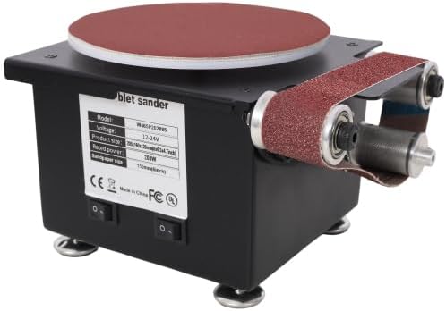 Mini Belt Disc Sander 2 in 1,Bench Grinder Small Spindle Sander Machine for Wood Metal Stone Diy Grinding,Adjustable Speed Electric Sander